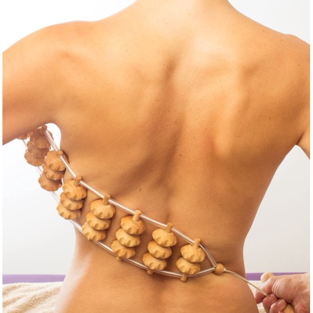 Accesorios Rodillo de masaje muscular de espalda Herramienta de masajeador de madera de 120 cm (superficie rodante) 40 x 7 cm)