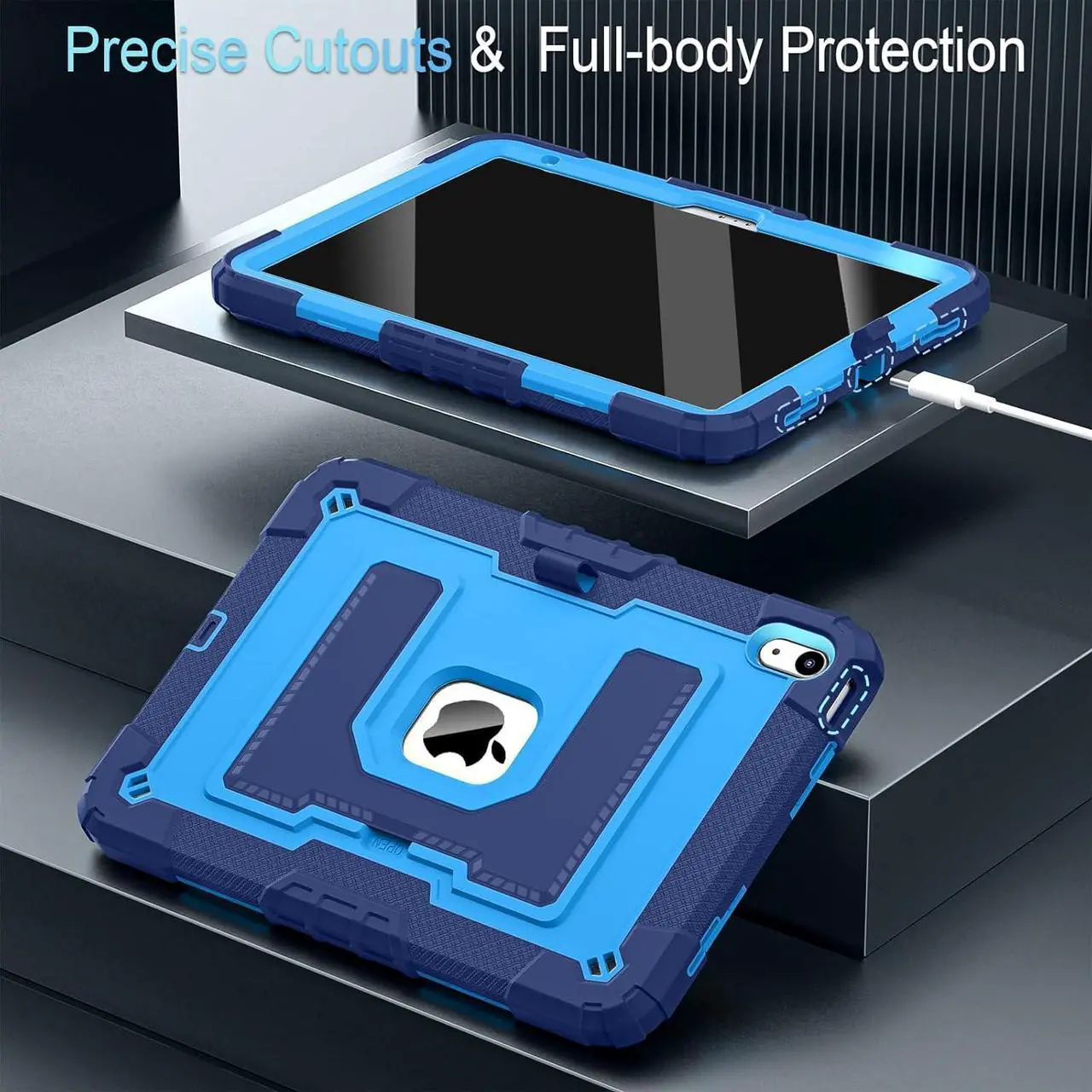 Case for iPad (A16) 11th Generation 11 Inch 2025, iPad 10th Generation 10.9 Inch 2022, Fully-Body Rugged Shockproof Protective Cover with Kickstand Pencil Holder Shoulder Strap