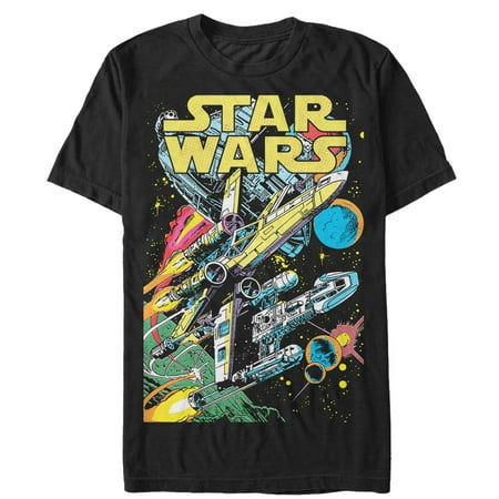 Men's Star Wars Galactic Comic Scene Graphic Tee Black Small