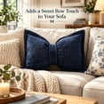 thumbnail image 4 of Bow Pillow 11.8 X 19.7 in Chenille Waist Cushion Vintage Texture Scandinavian Decorative Throw Pillow for Sofa Bed Living Room Bedroom Home Decor, Soft Lumbar Support, Home Decor Pillow, Navy, 4 of 7