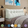 thumbnail image 1 of Rounuo Bed Wedge Pillow for Headboard, California Triangular Reading Pillow Linen Large Bolster Backrest Support Upholstered Lumbar Cushion Ivory 70"x20", 1 of 9