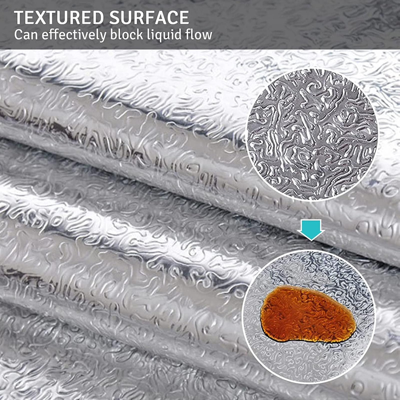 Peel and Stick Wallpaper, Waterproof Contact Paper for Kitchen Countertops Cabinets, Self-Adhesive Removable Aluminum Foil Sticker, Oil Proof Heat Resistant, Easy Clean (15.7"x394", Silver Texture)