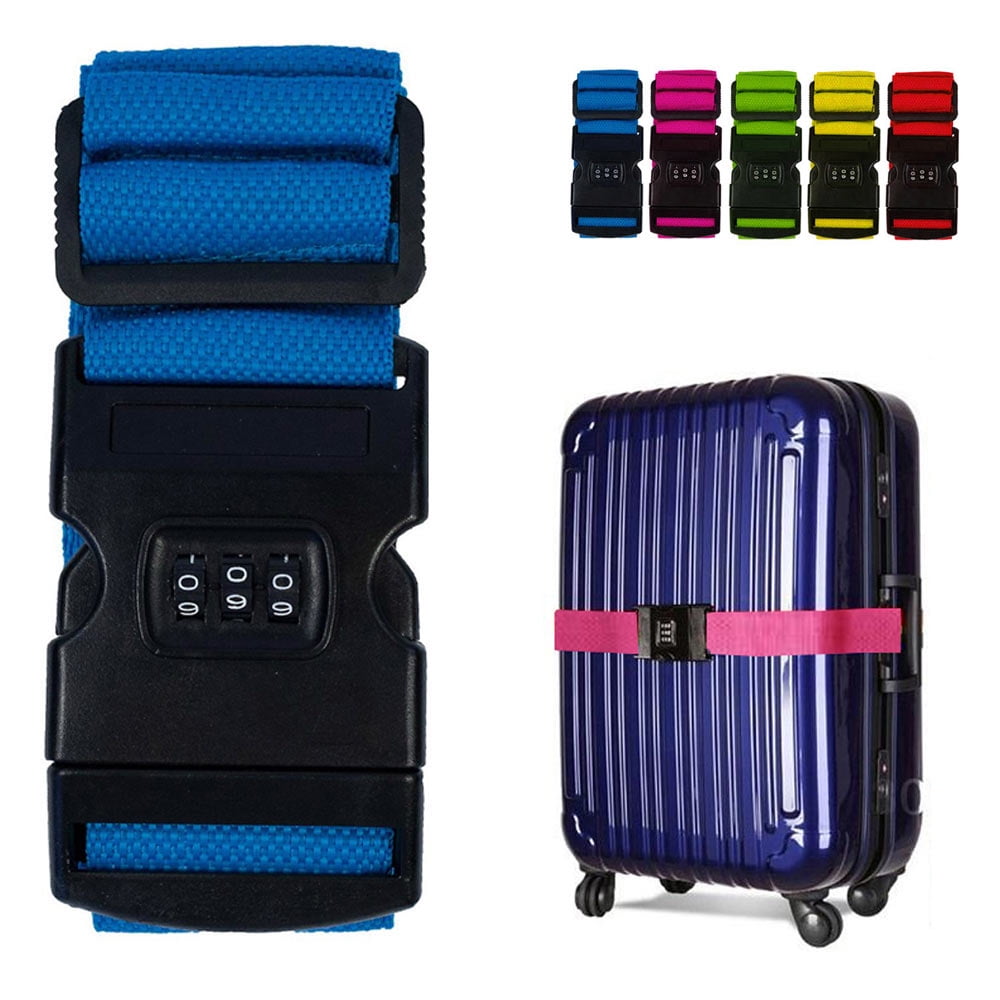 AllTopBargains 2 PC Travel Suitcase Luggage Secure Password Code Lock Belt Strap Band Baggage, Green