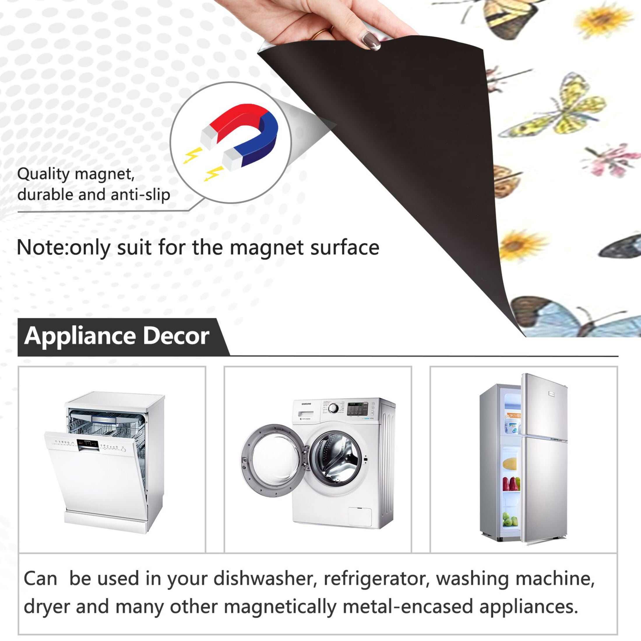 Dishwasher Magnetic Sticker 23x26 Inch Refrigerator Magnetic Sticker Washing Machine Magnetic Sticker Kitchen Panel Magnetic Sticker Home Decor Butterflies Of Various Colors