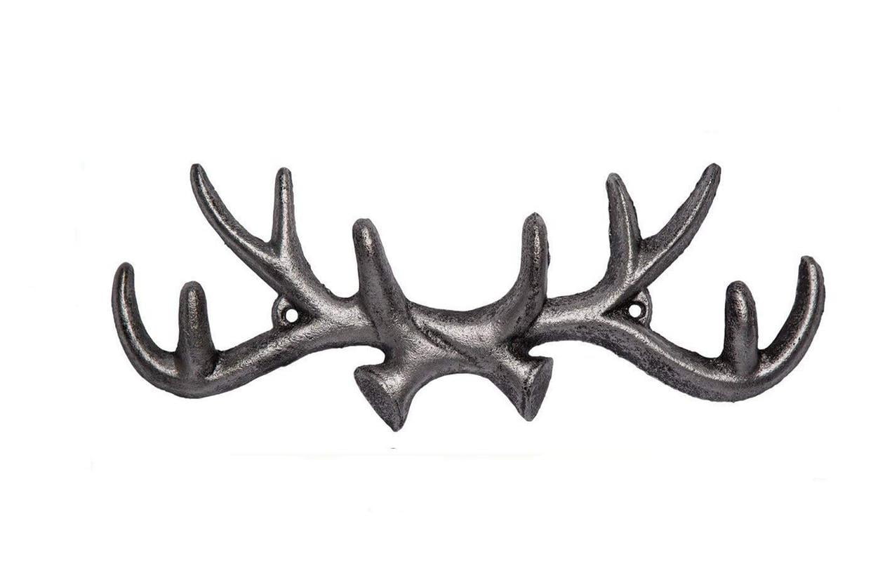 Includes Screws and Anchors Comfify Vintage Cast Iron Deer Antlers Wall Hooks Antique Finish Metal Clothes Hanger Rack w/Hooks in Antique White| 
