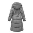thumbnail image 7 of Wdfiry Long Coat for Women Solid Color Casual Cotton Thick Winter Slim Down Jacket Coat Plus Size Hooded with Pockets Overcoat Clothes, 7 of 7