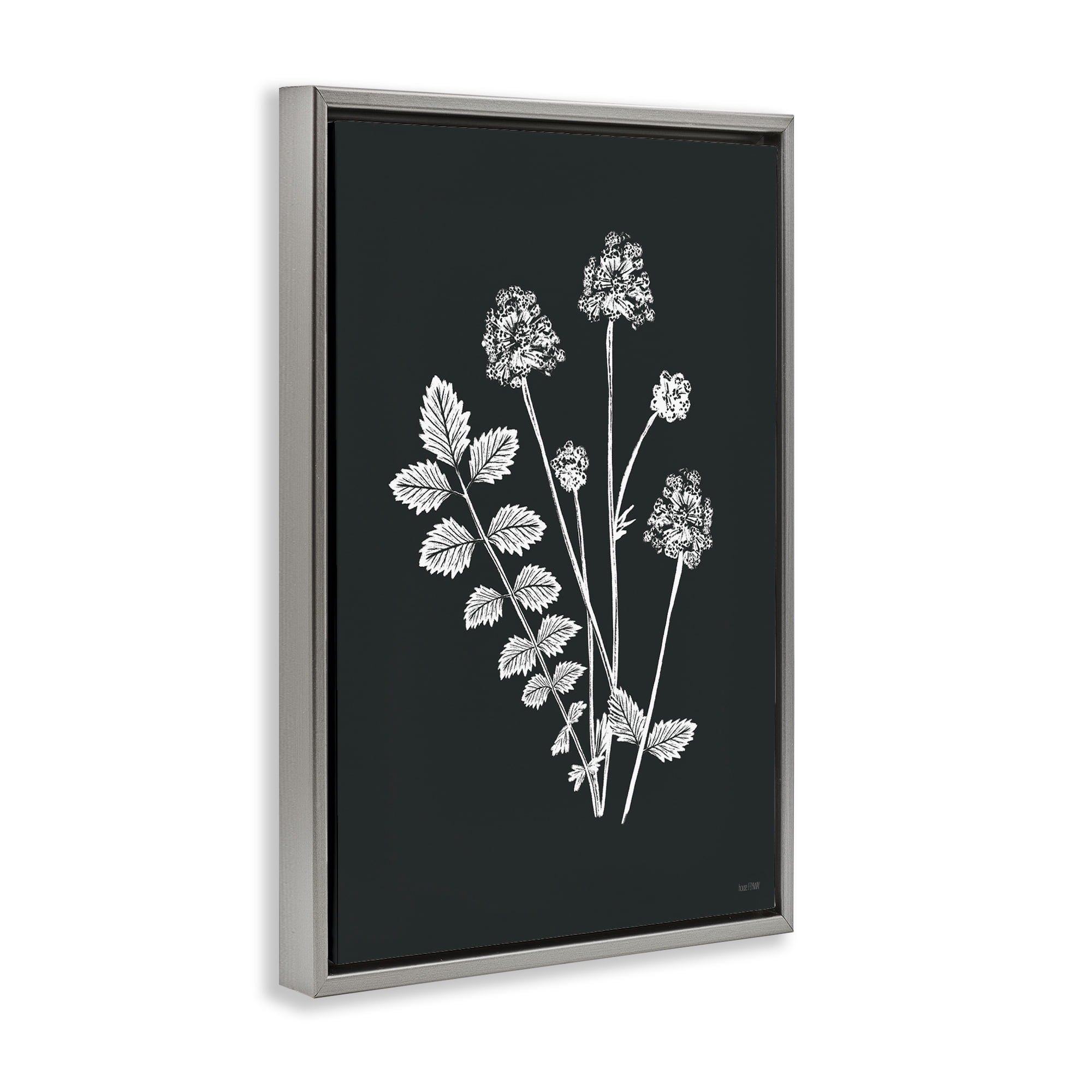 Stupell Industries Herb Bunches Impression Botanical & Floral Painting Gray Floater Framed Art Print Wall Art, 21 x 31