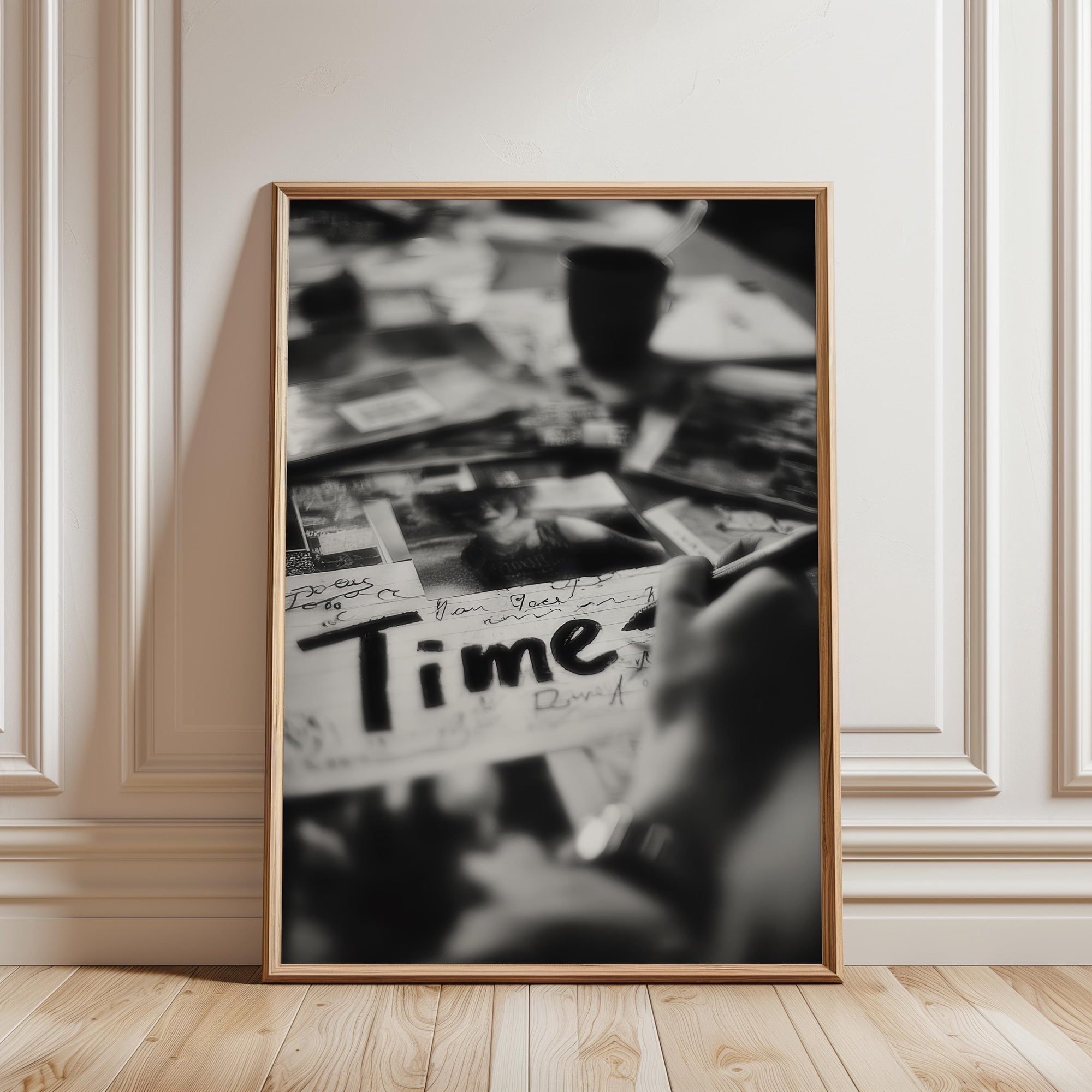 Time Memory Photo Poster, Vintage Black White Photography Wall Art, Nostalgic Documentary Print, Poster Only