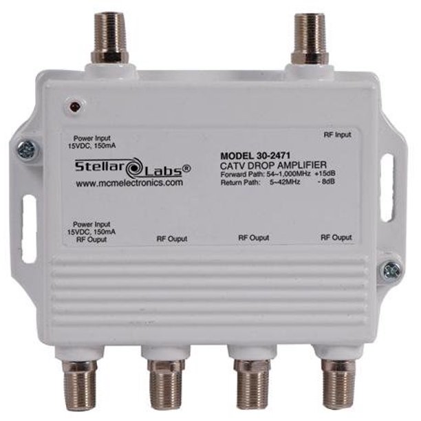 CATV_Antenna Drop Amplifier 1x4 Splitter with Passive Return