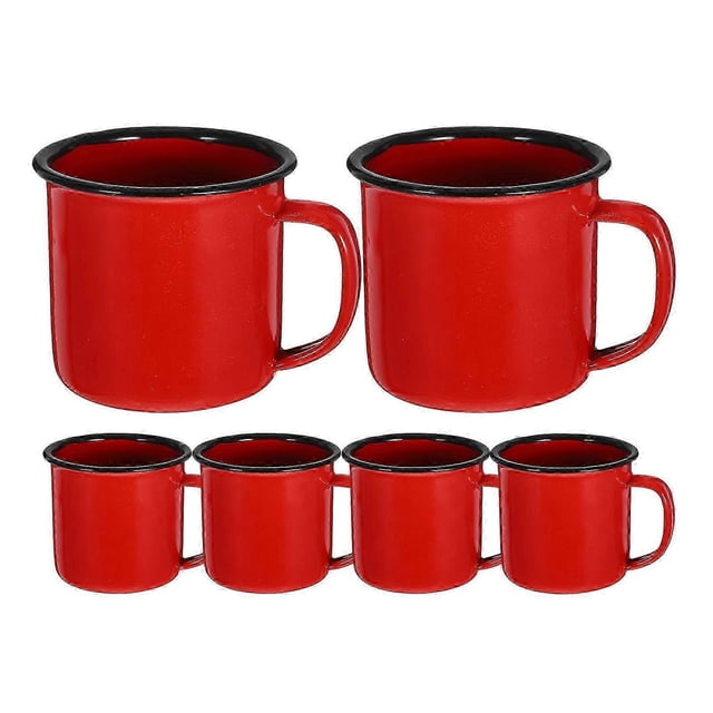 6pcs Vintage Enamel Mugs, Premium Drinking Cups for Tea, Juice & Hot Beverages, Easy Clean, Slip Resistant Handle for Camping & Daily Use