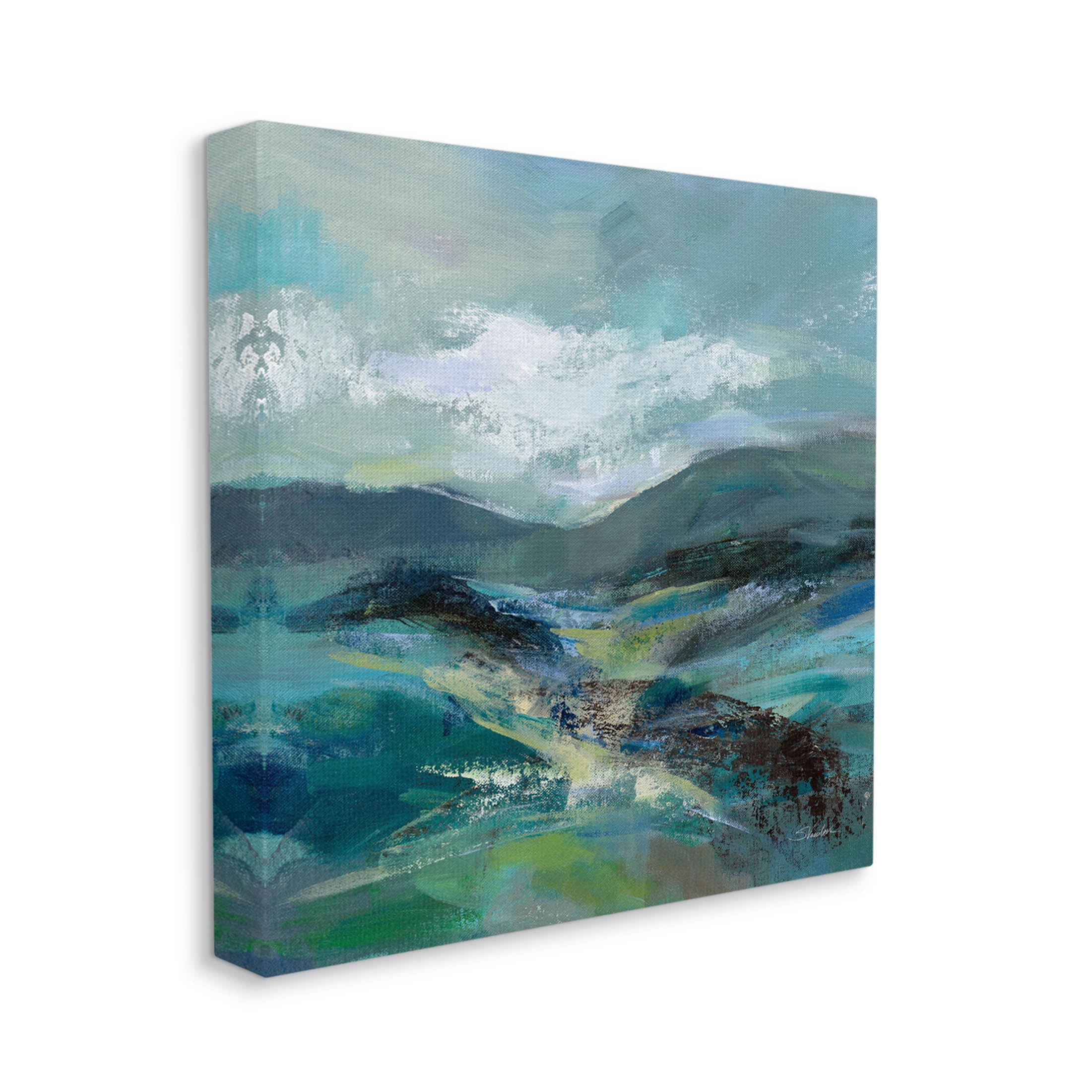 Stupell Industries Modern Green Mountains Landscape Painting Gallery Wrapped Canvas Print Wall Art, Design by Silvia Vassileva