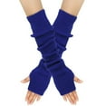thumbnail image 3 of YUEHUA Y2K Arm Warmers, Black Long Fingerless Knitted Gloves with Thumb Hole, Harajuku Kawaii Punk Gothic Arm Sleeves for Women & Men, Grunge Accessories for Band Party, 3 of 4
