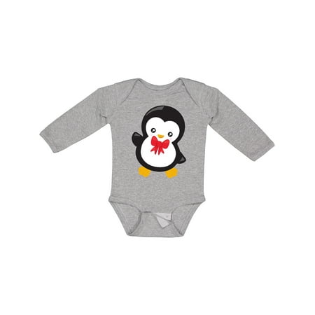 

Inktastic Penguin With Red Bow Tie Cute Penguin Boys or Girls Long Sleeve Baby Bodysuit