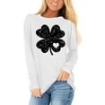 thumbnail image 4 of Lenpel Long Sleeve Shirts for Women Plus Size Crewneck St. Patrick's Day Printed Casual Pullover Tops Loose Lightweight Sweatshirts(White,X-Large), 4 of 5
