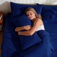 thumbnail image 6 of EMONIA Twin Bed Sheet Set 3-Piece with 14" Deep Pocket, Hotel Luxury Super Soft & Breathable Polyester Washed Cotton Fabric (Navy Blue), 6 of 12