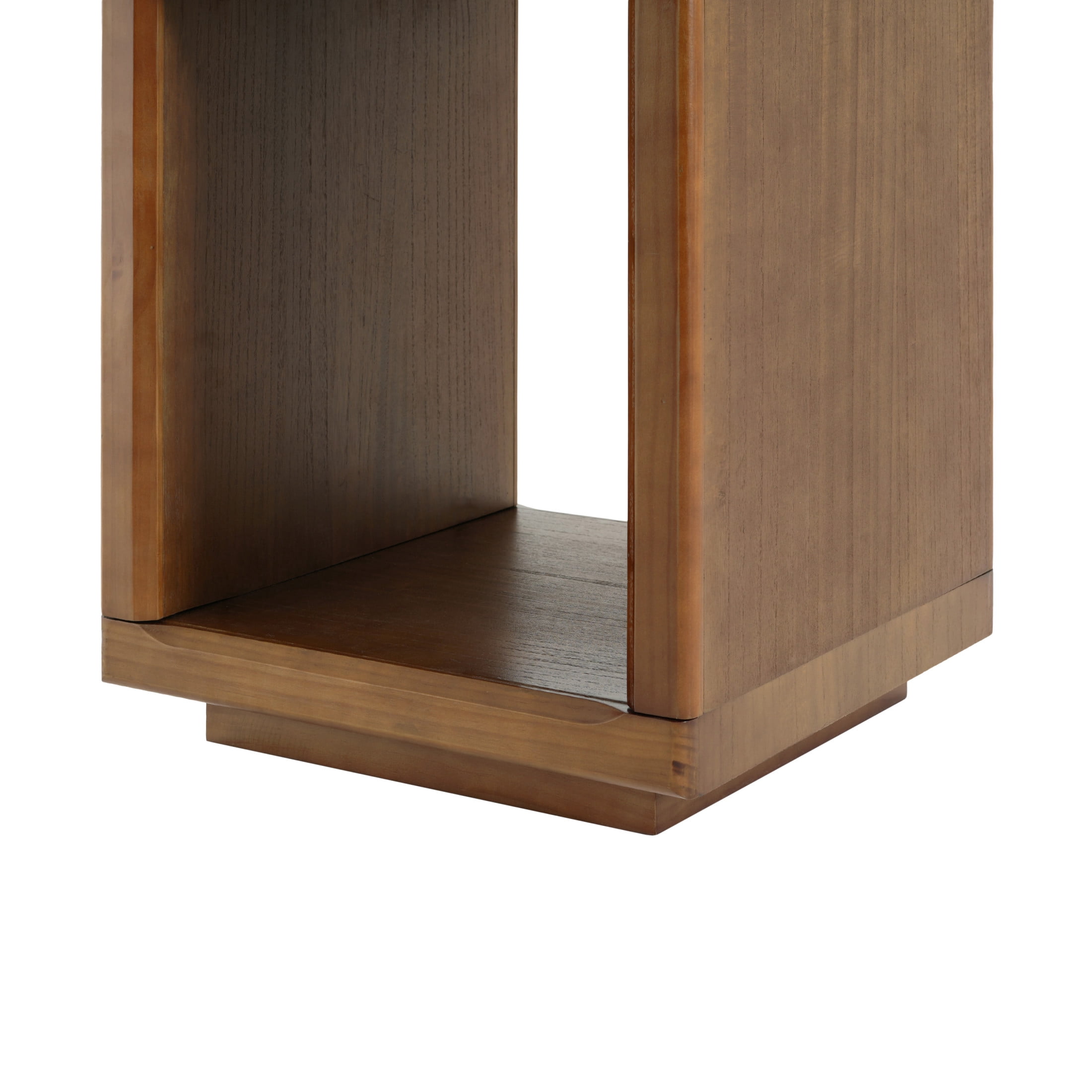 Christopher Knight Home Mid-Century Cube Accent Side Table with Open Storage Shelf, Walnut Finish