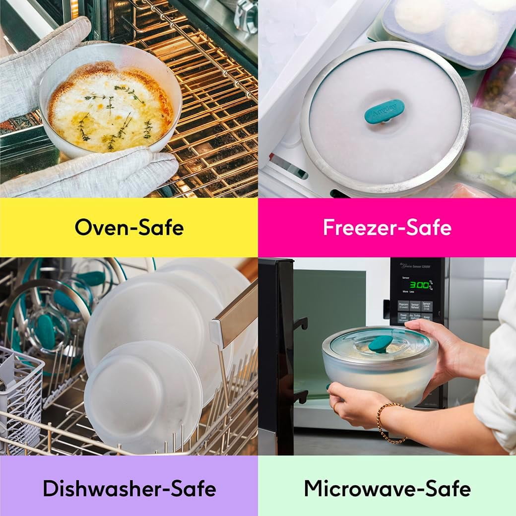 8-Cup Microwave Glass Cookware with Airtight Lid, Stackable Food Storage Container for Reheating & Steaming