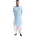 thumbnail image 1 of Royal Kurta Mens Linen Pathani Kurta Salwar Blue, 1 of 1
