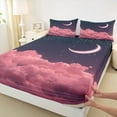 thumbnail image 4 of Feelyou Romantic Pink Cloud Twin Sheet Sets, Mystic Galaxy Moon Twin Fitted Sheet, Glitter Dreamy Stars Print Flat Sheet, Super Cozy Room Decor, 3pcs, 4 of 8