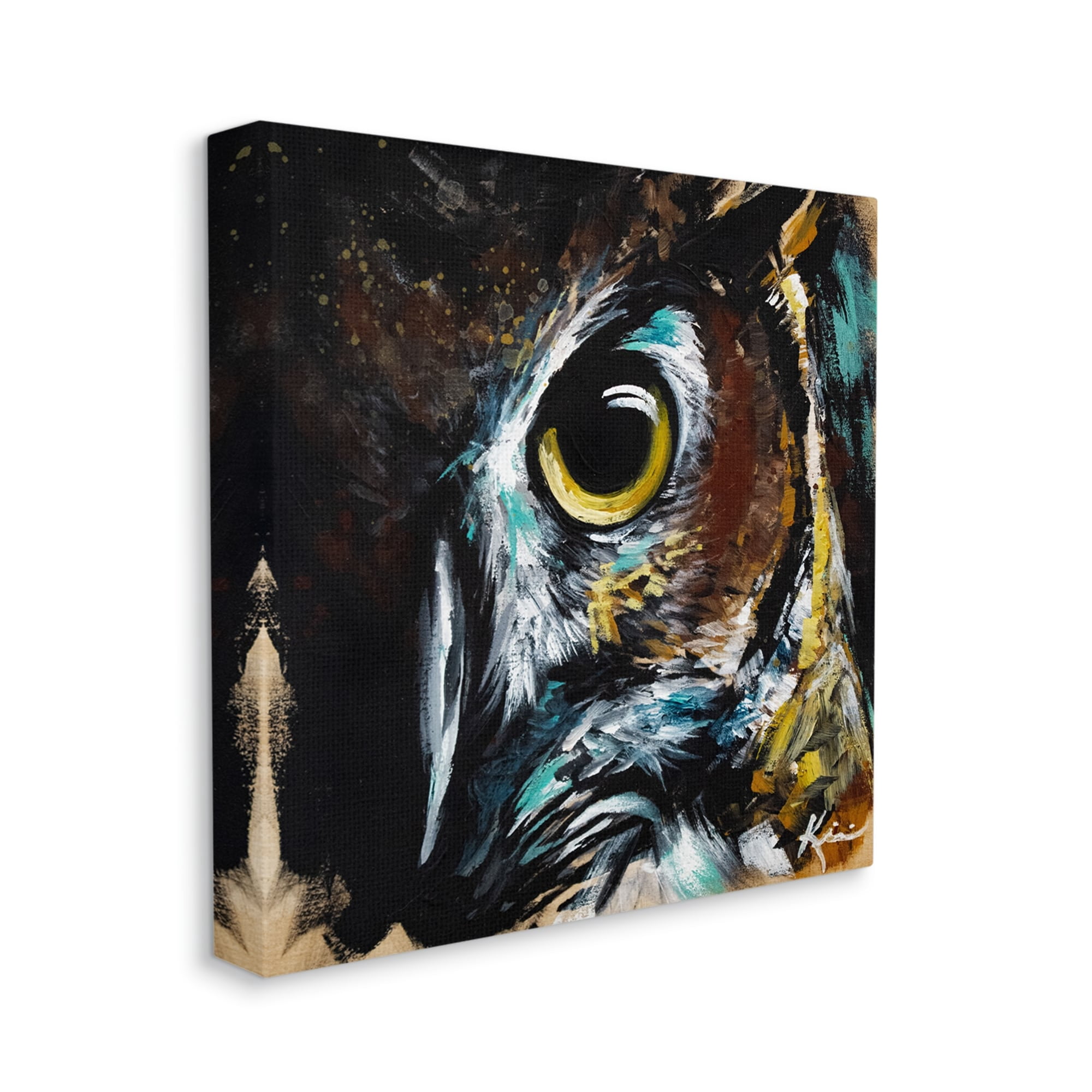 Stupell Industries Intense Owl Eye Portrait Wildlife Animals & Insects Painting Gallery Wrapped Canvas Print Wall Art