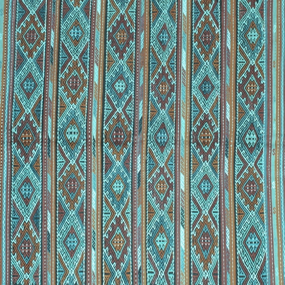 Ahgly Company Indoor Square Oriental Light Blue Traditional Area Rugs, 5' Square