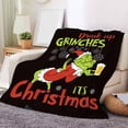 thumbnail image 1 of Manta de franela suave y cálida de Grinch para Año Nuevo: manta navideña de franela, mullida para sofá, cama, exteriores, camping, decoración cómoda para el coche de Grinch, 1 of 7