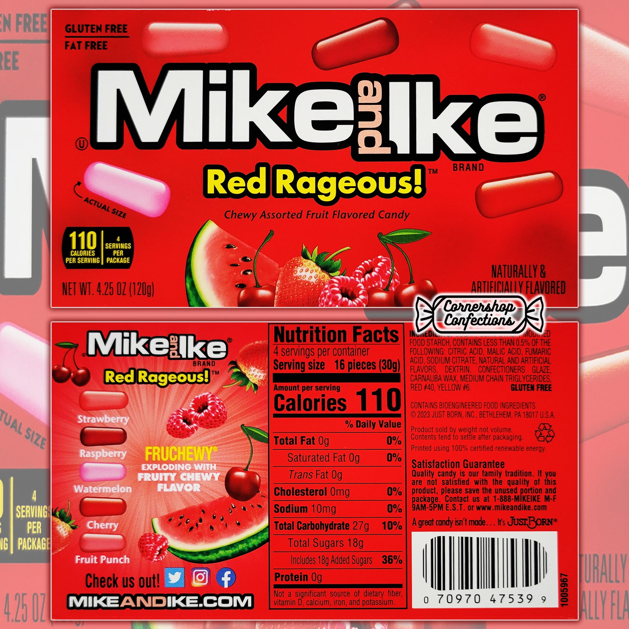 Mike and Ike Red Rageous Movie Theater Box Candy Bundle Pack - 6 Individually Sealed 4.25 Ounce Boxes - Chewy Assorted Fruit Flavored Candy - Snacks, Lunches, Movies in Cornershop Confections Pack
