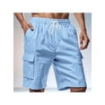 thumbnail image 3 of Cargo Shorts for Men Trendy Drawstring Elastic Waist Casual Shorts with Multi Pockets Workout Sport Outdoor Light Blue L, 3 of 7