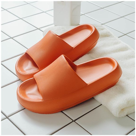 Nvzi-c Pillow Slippers for Women and Men Non Slip Quick Drying Shower Slides Bathroom Sandals ，Ultra Cushion ，Thick Sole（Size：44-45，Orange）
