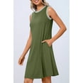 thumbnail image 3 of YOGAFOX Women's Summer Casual Beach Vacation Sleeveless Crewneck Mini Dresses(ArmyGreen,XL), 3 of 7