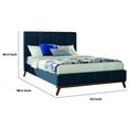 thumbnail image 3 of Fabric Upholstered Queen Size Bed with Channel Tufting Blue and Brown, 3 of 5