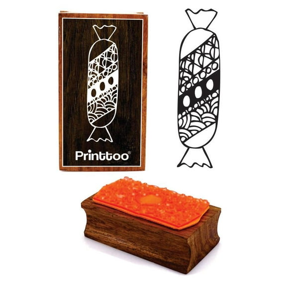 Printtoo Toffee Clipart Rectangular Wooden Rubber Stamp Block Scrap-Booking