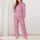 thumbnail image 2 of Balery Glitter Pink Conjunto de Pijama con Estampado para Mujer, Conjunto de Dos Piezas con Manga Larga, Ropa de Dormir Suave con Bolsillos, Pijamas Cómodos-Small, 2 of 7