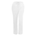thumbnail image 4 of Munlar With Pockets Womens Straight Pants Slim Fit Mid Waist White Drawstring Casual Pants for Women, 4 of 6
