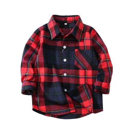 

Baby Boys Girls Shacket Jacket Kids Plaid Long Sleeve Lapel Button Down Shirts Coats Casual Fall Tops Cardigan