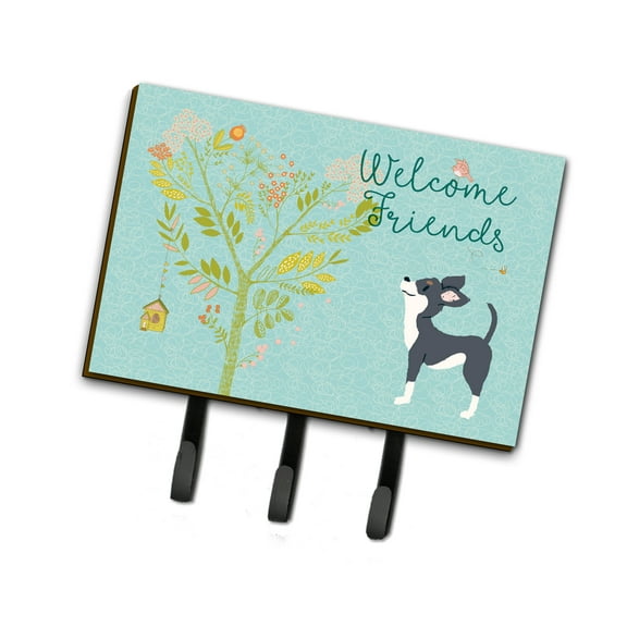 Carolines Treasures BB7627TH68 Welcome Friends Black White Chihuahua Leash or Key Holder Triple multicolor