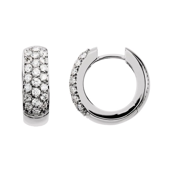 7/8 ct tw SI1 G-H Diamond Hoop Earrings in 14k White Gold