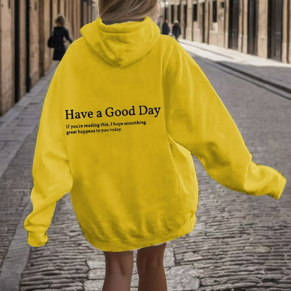 XINXIAOO Women's Hoodies Sweatshirts Long Sleeve Hoodie Pullover Hoodie Oversized Sweatshirt for Women Yellow Crewneck Womens Fall Jackets Young Women
