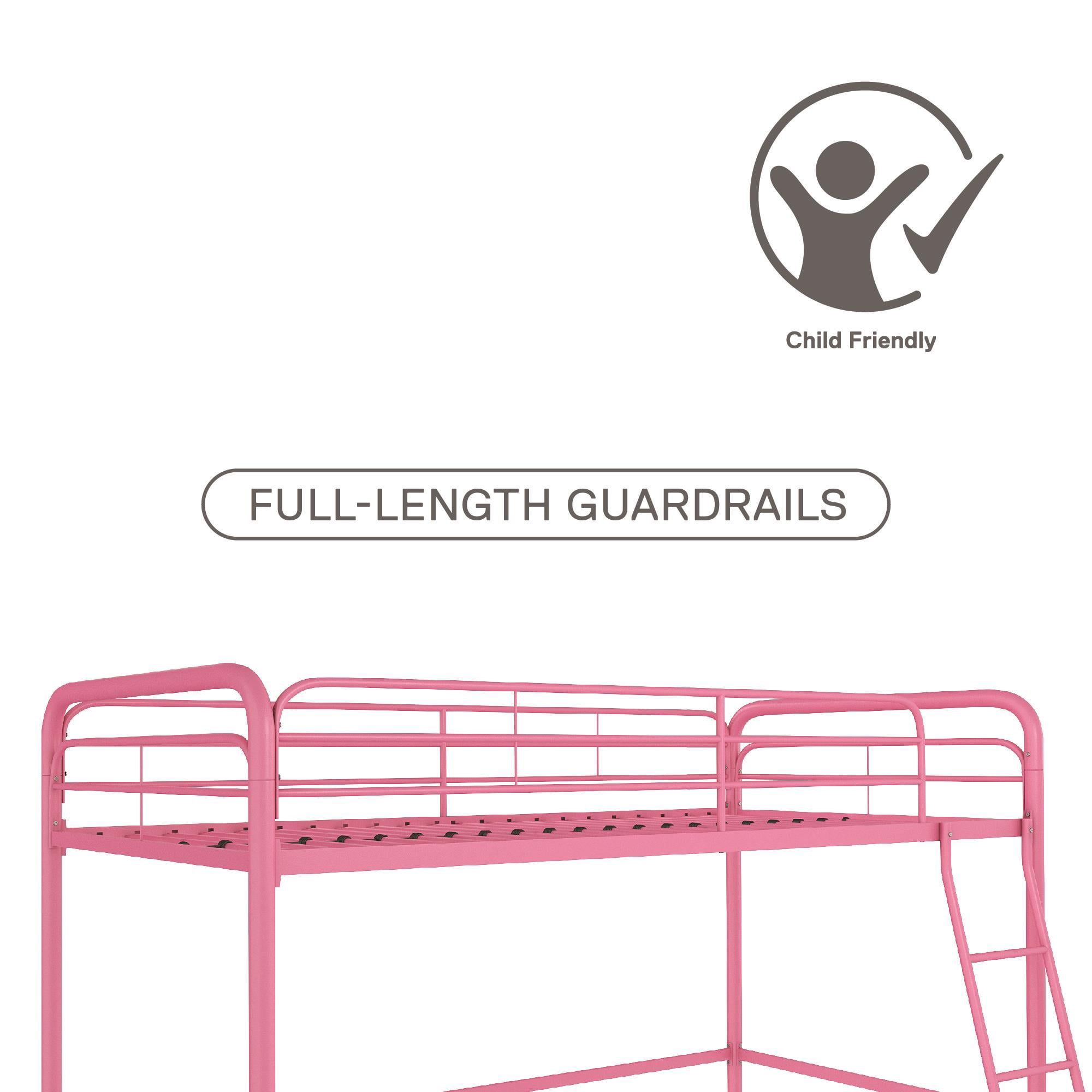 DHP Jett Junior Twin Metal Loft Bed, Pink