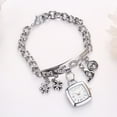 thumbnail image 2 of KMYY Bracelet Wrist Watch Rhinestone Flower Heart Style Stainless Steel Quartz Bracelet Watch, 2 of 8