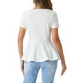 thumbnail image 3 of INSPIRE CHIC Women's Peplum Top Short Sleeve Round Neck Stretch Classic Blouse XS White, 3 of 5