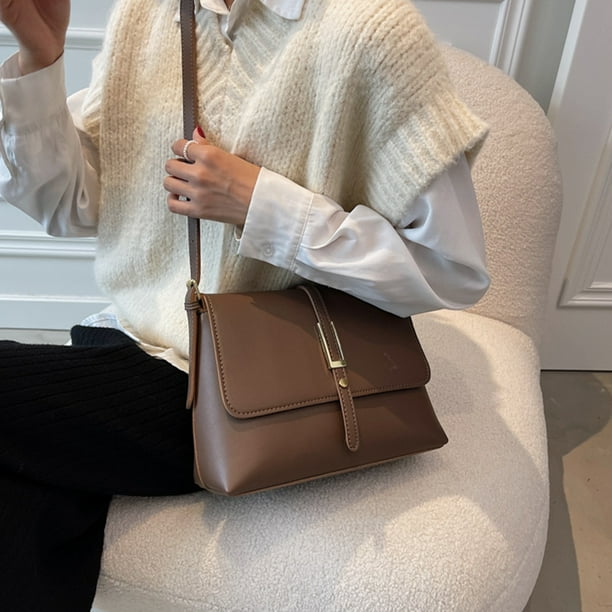 Guardurnaity Bolsos practicos de lujo comodos y de moda de la PU de los bolsos del disenador para el articulo moderno de la mujer Bolsas de mensajero y de hombro cafe