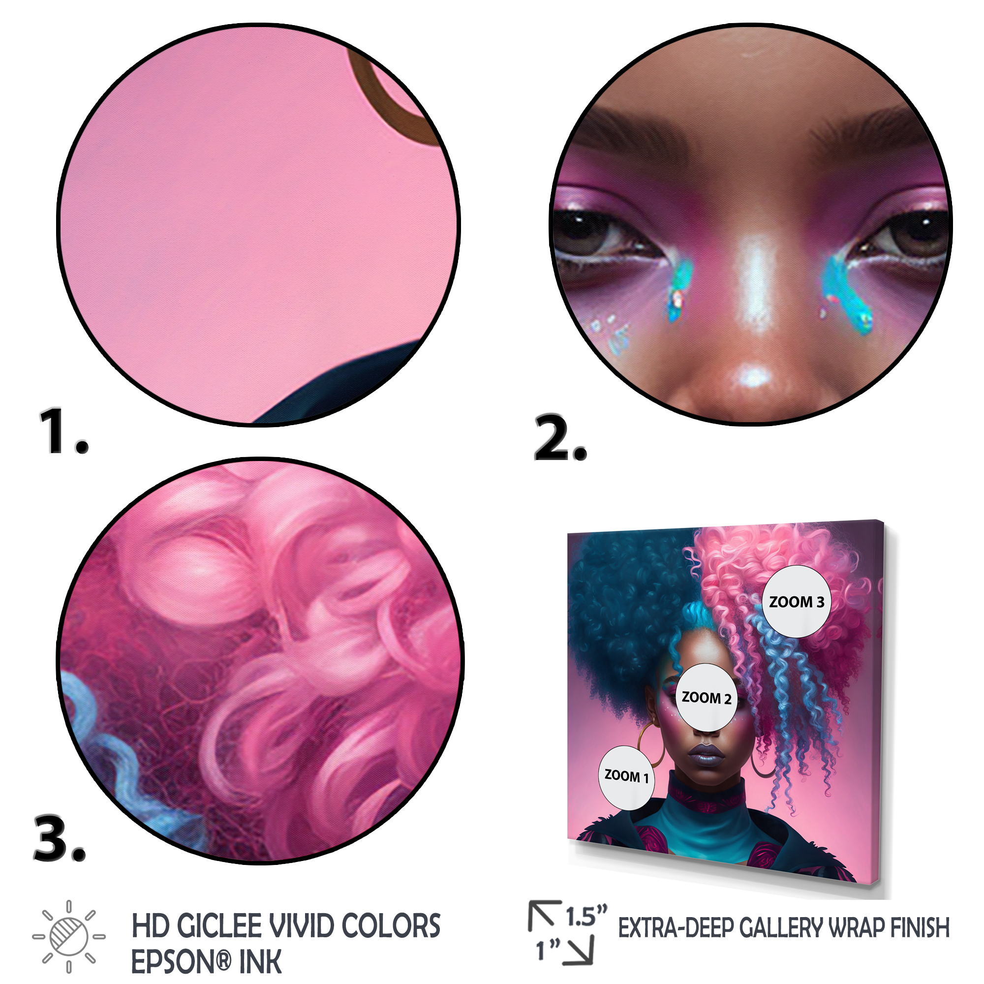 Designart Hip Hop Girl With Pink And Blue Hair III Canvas Wall Art