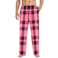 thumbnail image 5 of Checkered Pink Grid Print Men's Pajama Pants Cotton Long Sleepwear Lounge Pants S, 5 of 7
