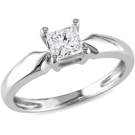 Miabella 1/2 Carat T.W. Diamond 14kt White Gold Solitaire Engagement Ring
