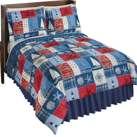 Nautical Comforter Sets - Reversible Nautical Patchwork Comforter Set Bedroom Décor