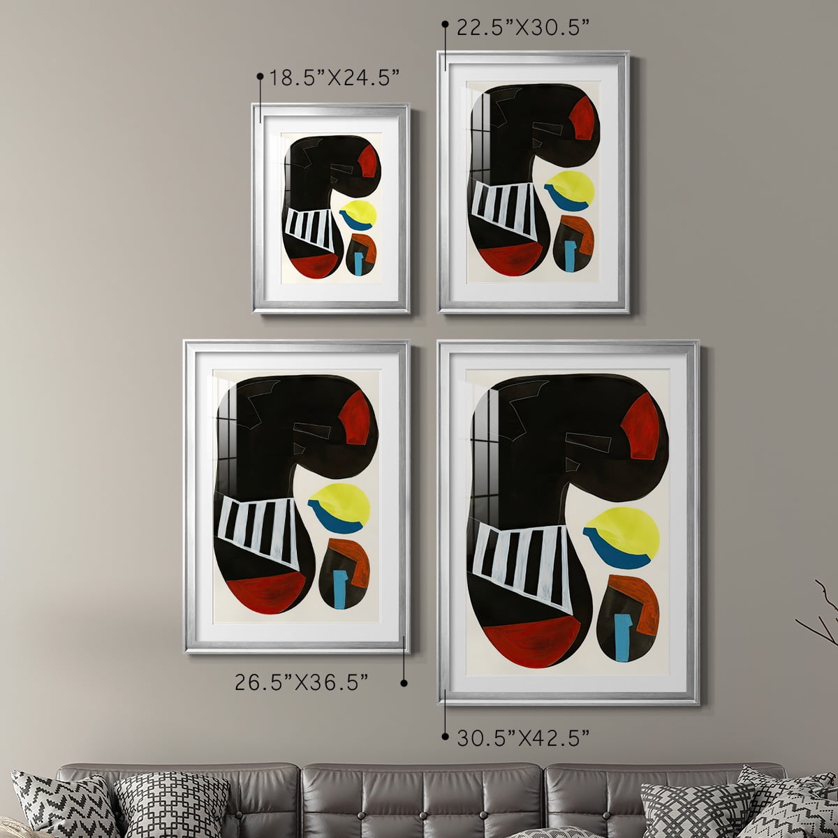 Wexford Home Barcelona I Premium Framed Print, 22.5" x 30.5" - Ready to Hang, Silver (Set of 2)