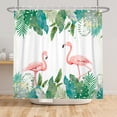 thumbnail image 5 of Flamingo Shower Curtain,Summer Tropical Palm Plants Waterproof Fabric Bathroom Curtain with Hooks,72x78 in, 5 of 5