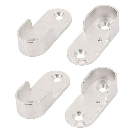 

Oval Hanging Rail Rod End Bracket Support Silver Tone 2 Pair
