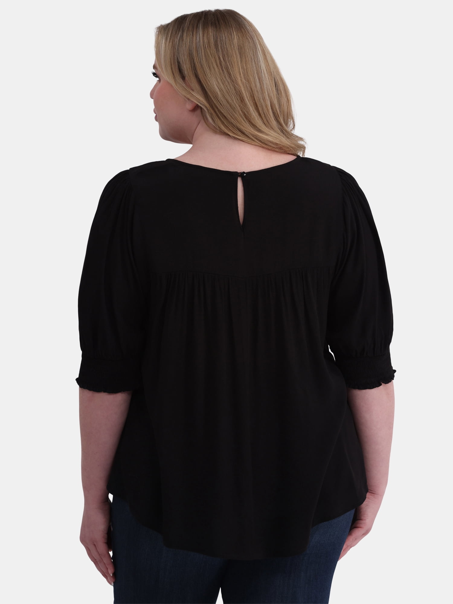 Terra & Sky Women's Plus Size Smocked Blouse, Sizes 0X-5X